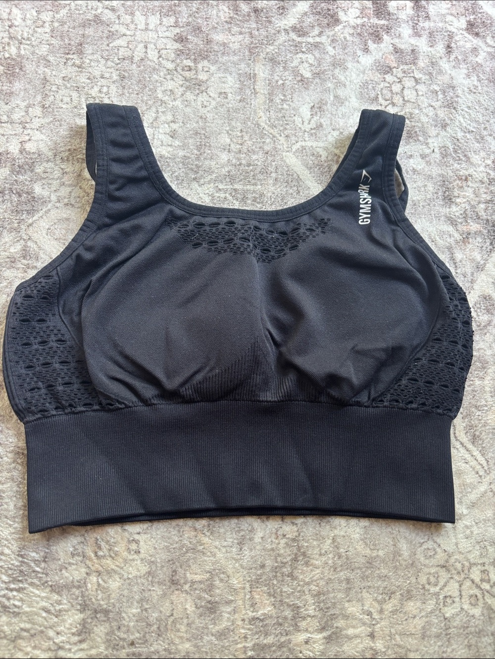 Gymshark Black Seamless Lace-Panel Sports Bra